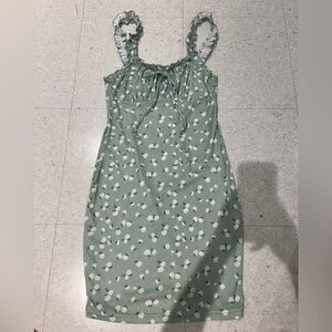 Green Flower Casual Dress